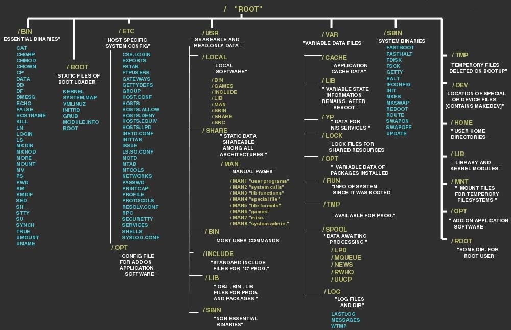 Linux, estructura completa del sistema de archivos