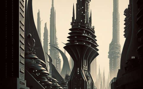 Modern city in the style of Giger