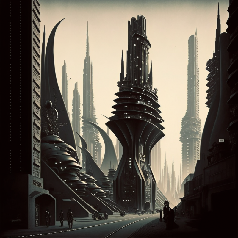 Modern city in the style of Giger