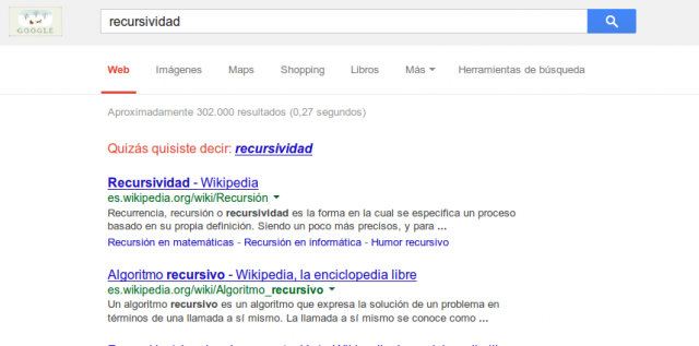 Recursividad, en Google